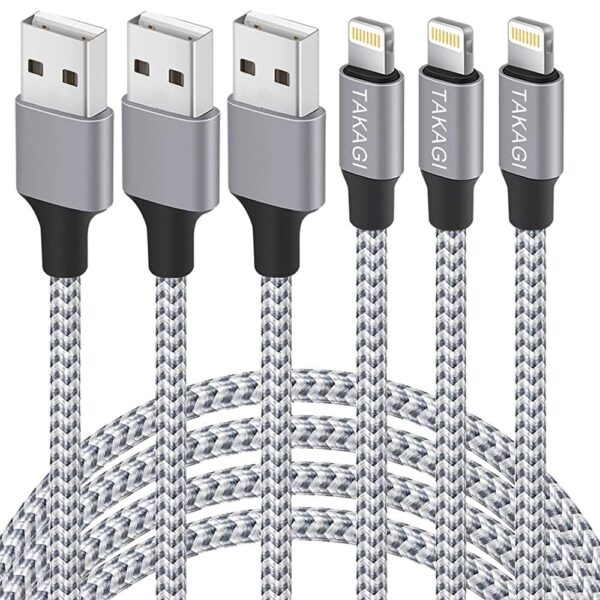 iPhone Charger TAKAGI 3Pack 6FT Nylon Braided Lightning